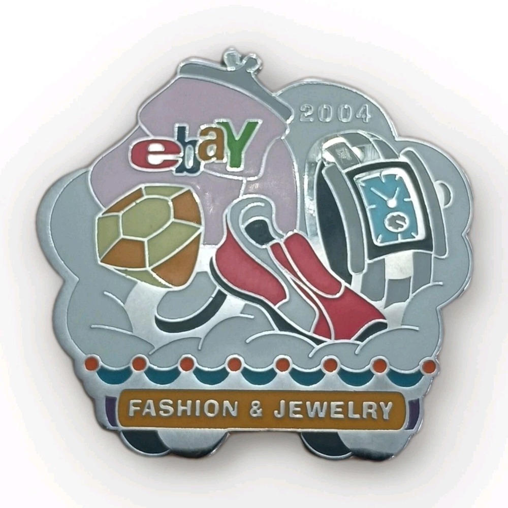Vintage 2004 eBay Live Fashion & Jewelry Category Enamel Hat Lapel Pin Pinback